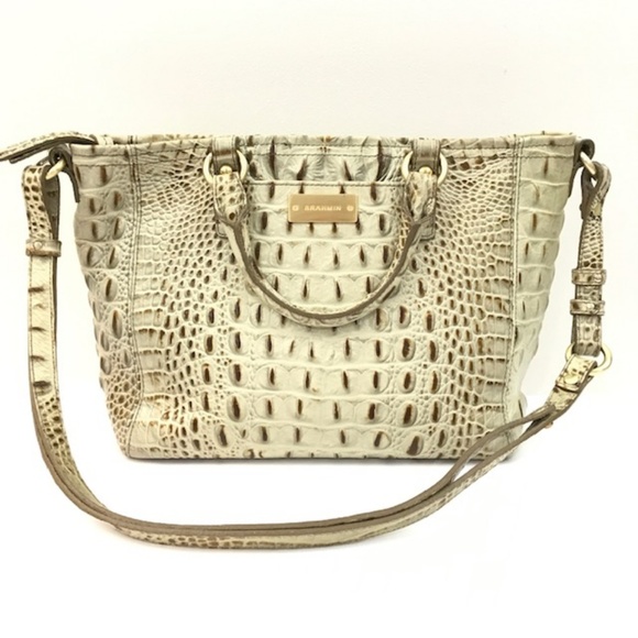 Brahmin Handbags - Brahmin Croc Embossed Tan Shoulder Bag